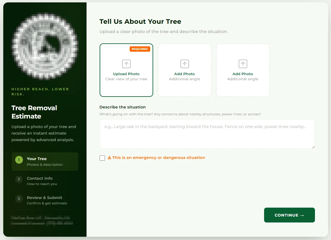Instant tree removal estimate tool built for TeleTree Bros